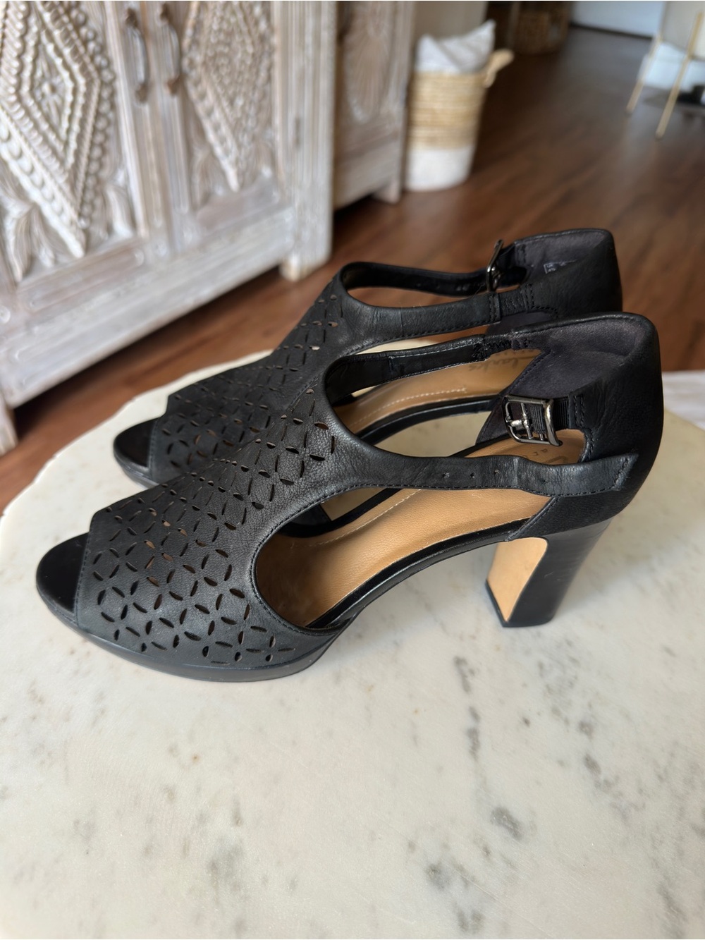 Clark black Suede Platform Heels Size 7